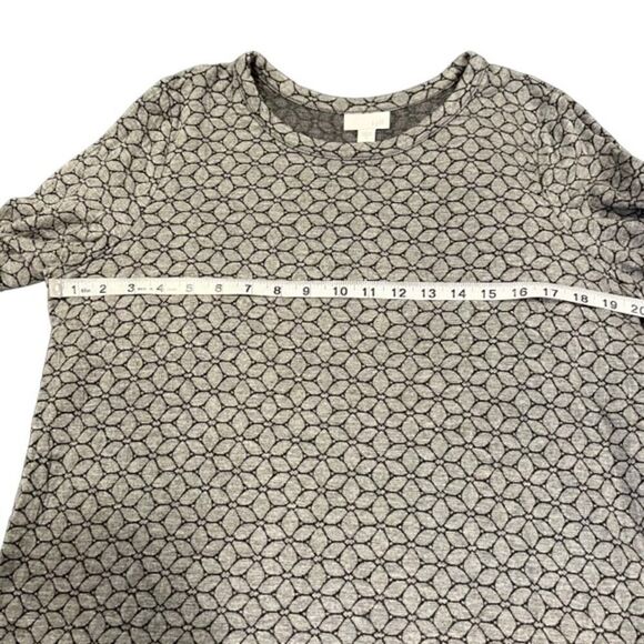 J. Jill Stretch Tunic Gray with Black Geometric Flower Pattern Round Neck Size M - Picture 6 of 8